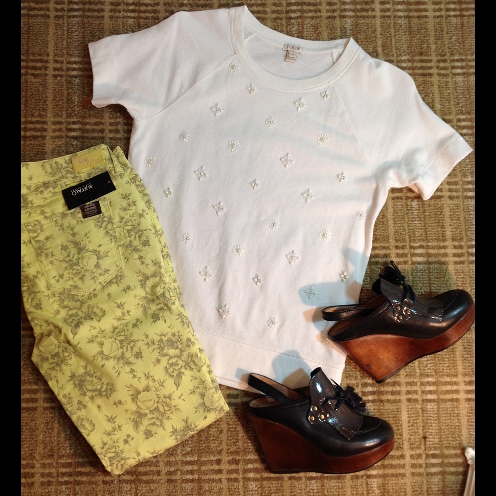 J Crew Bead and Bling Short Sleeve Top S